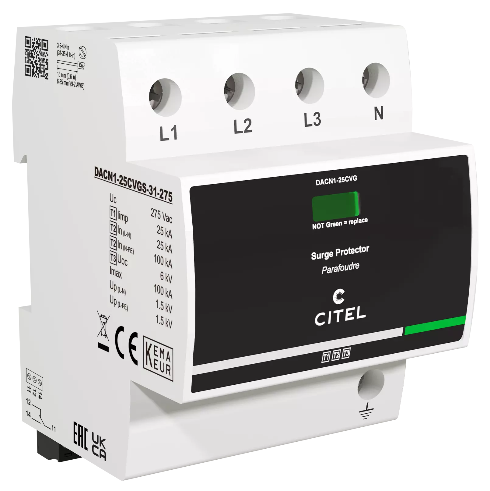 CITEL DACN1-25CVGS Series, Type 1+2+3 combined SPD